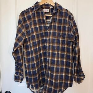90s County Seat Plaid Flannel Shirt Blue Brown Grunge Vintage
